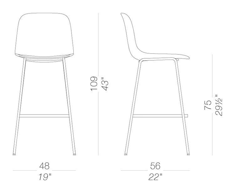 Seela S323 Stool by LaPalma, size drawing