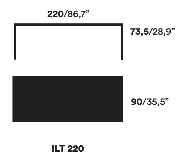 ILtavolo Dining Table by Opinion Ciatti, size drawing: ILT 220