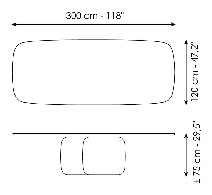 Mellow Dining Table by Bonaldo, size drawing 6