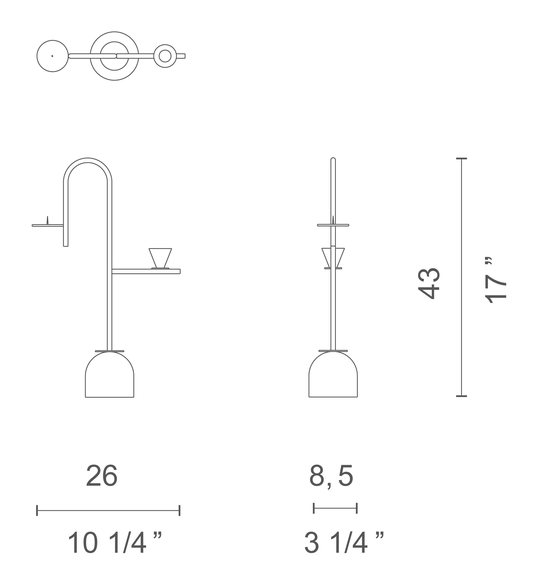 Blue Candleholders by Cappellini, size drawing: PO_1704