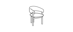 Biarritz Dining Chair by Ditre Italia, size drawing: Chair Biarritz wooden base