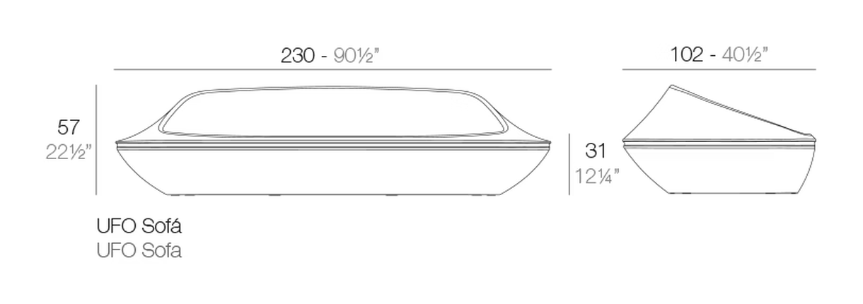 UFO Sofa by Vondom, size drawing