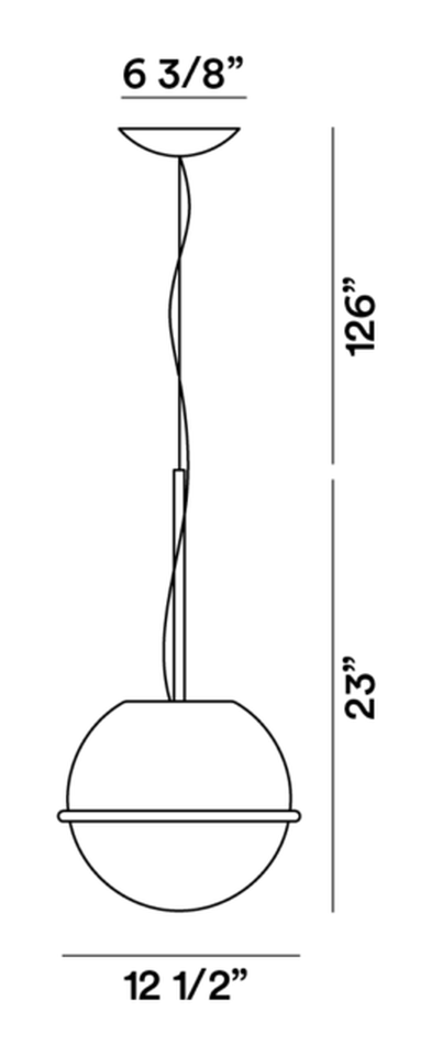 Tonda Pendant Lamp by Foscarini, size drawing: Tonda