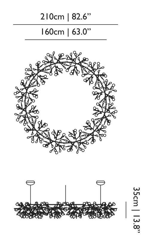 Heracleum III The Big O Pendant Lamp by Moooi, size drawing: Big
