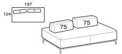 Sanders Air Sofa by Ditre Italia, size drawing: Rectangular composition 197