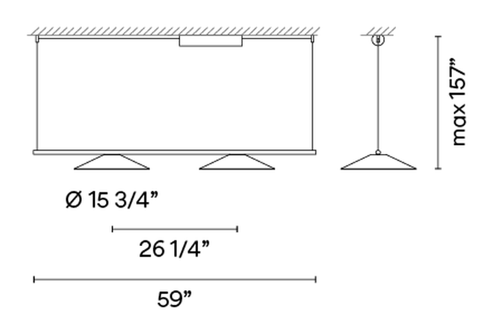 Circus Solo Ceiling and Pendant Lamps by Vibia, size drawing: Model 0196