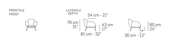 Ghirla Armchair by Nicoline, size drawing 1