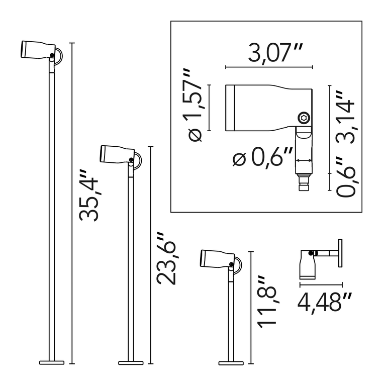 Landlord Spot Ø40 Spotlight by Flos, size drawing