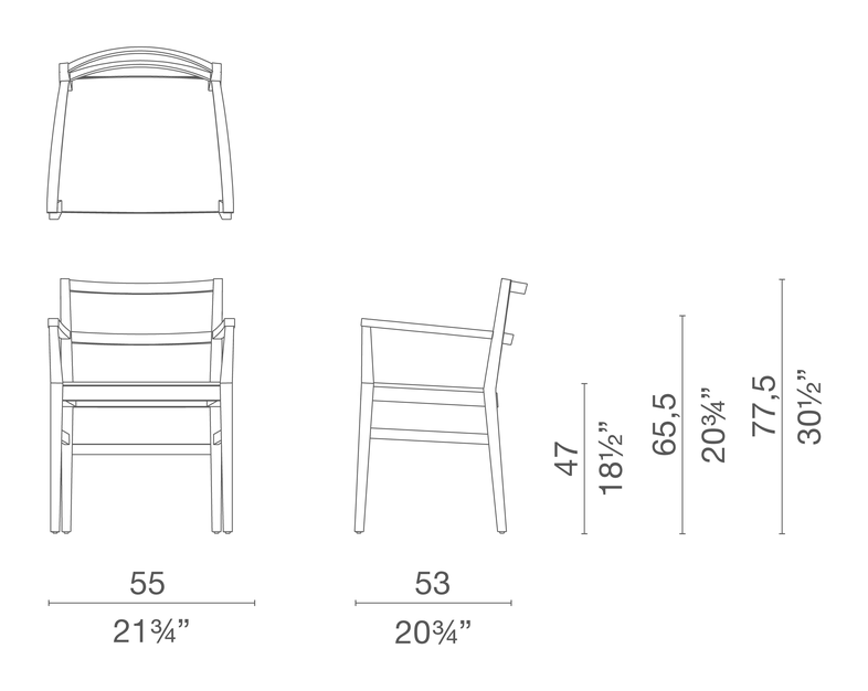 Classica Chair by Cappellini, size drawing: CL_2