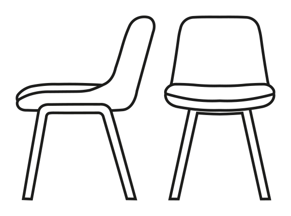 Hedra Chair by Connubia, size drawing