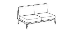 Kris Sofa by Ditre Italia, size drawing: 2-seat central element