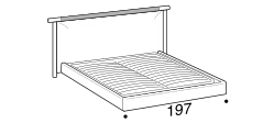 Nathan Bed by Ditre Italia, size drawing: Double size bed for 180x200 cm mattress