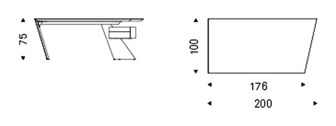 Nasdaq Keramik Desk by Cattelan Italia, size drawing 1