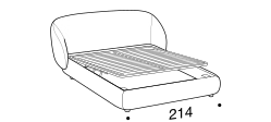 Pacific Bed by Ditre Italia, size drawing: King size bed for 193x203 mattress with BOX mechanism