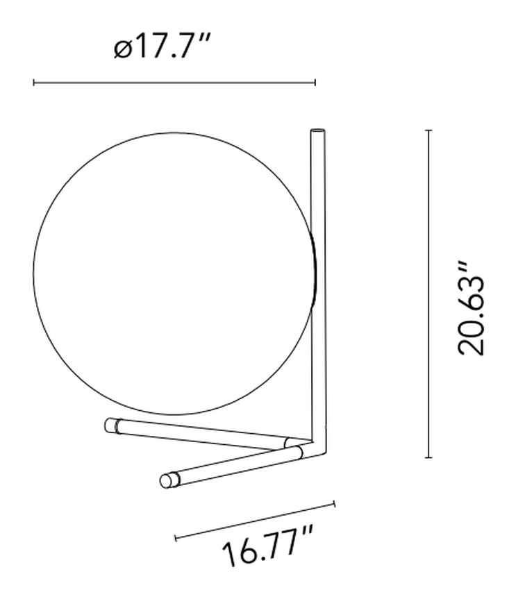 IC 10 Anniversary Table Lamp by Flos, size drawing: IC T3 10 Anniversary