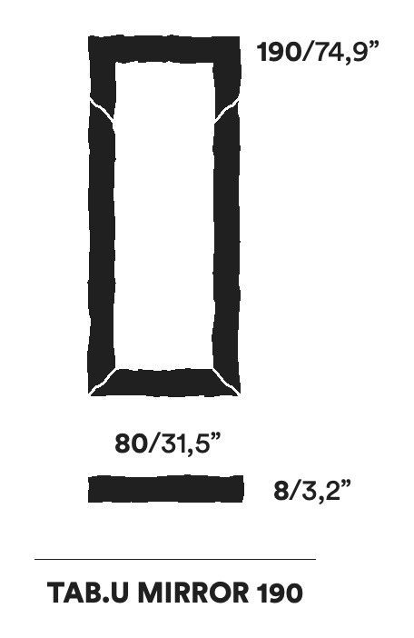 Tab.U Mirror by Opinion Ciatti, size drawing: TAB.U MIRROR 190