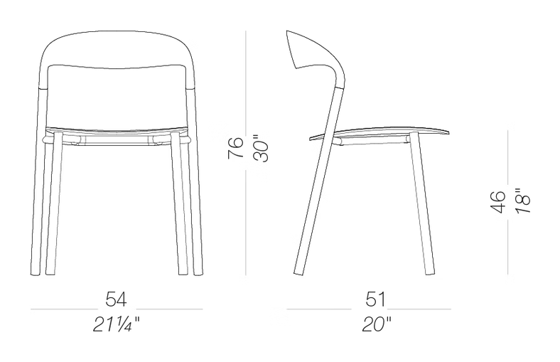 Hawi ES420 Outdoor Chair by LaPalma, size drawing