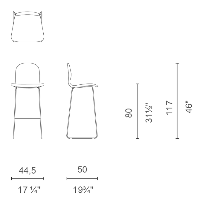 Tate Soft Stool by Cappellini, size drawing: TS_32
