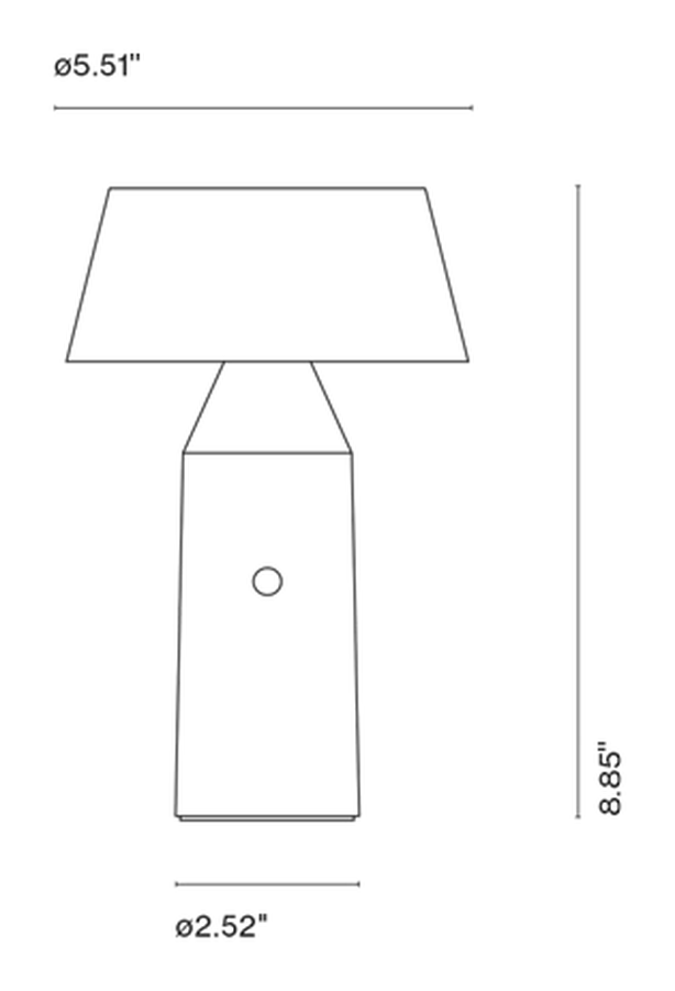 Bicoca Portable Lamp by Marset, size drawing