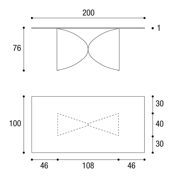 Meet Dining Table by Lago, size drawing: 2430L · 2430X