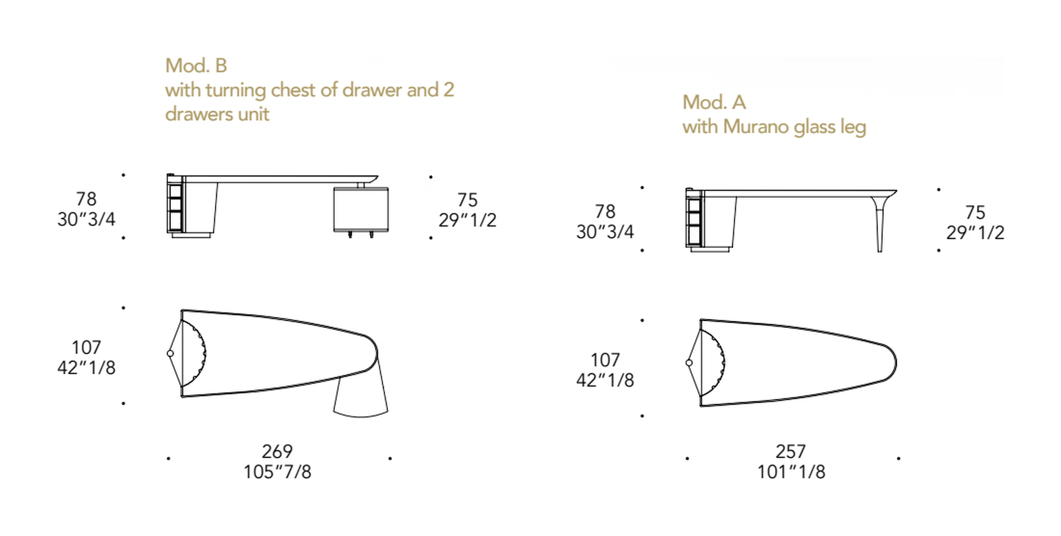 Ark Desk by Reflex, size drawing