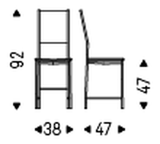 Alessia Chair by Cattelan Italia, size drawing