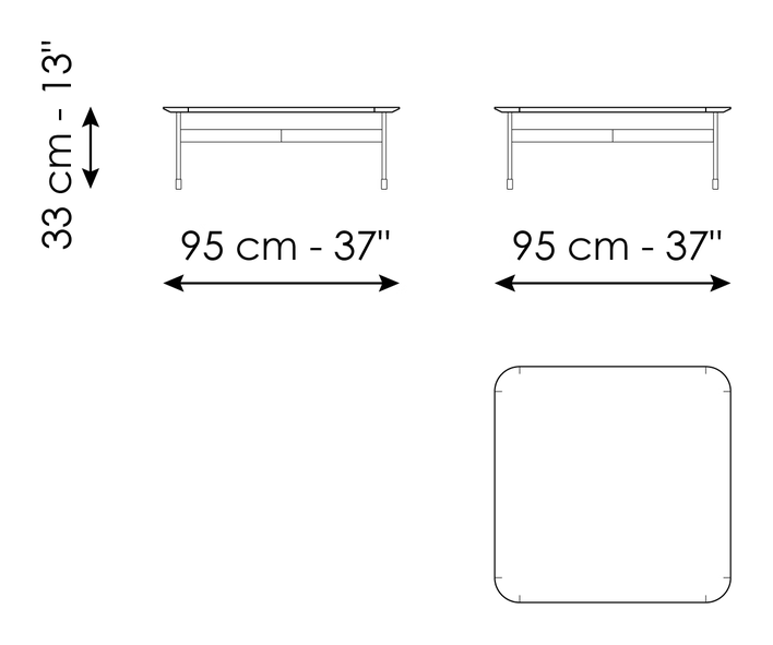 Peak Coffee Table by Bonaldo, size drawing: Peak 95