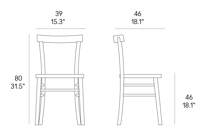 Cherish Chair by Casamania, size drawing