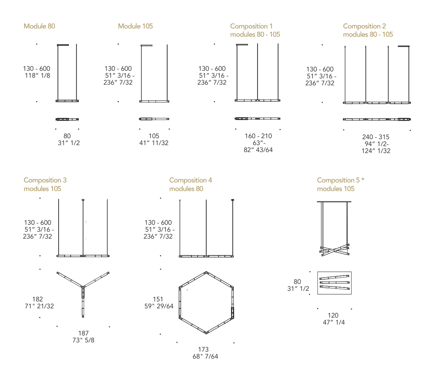 Bamboo Evo Sospensione Pendant Lamp by Reflex, size drawing