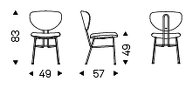 Chloe Chair by Cattelan Italia, size drawing