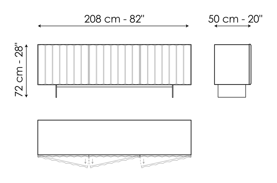 Dorian Sideboard by Bonaldo, size drawing: Dorian 208
