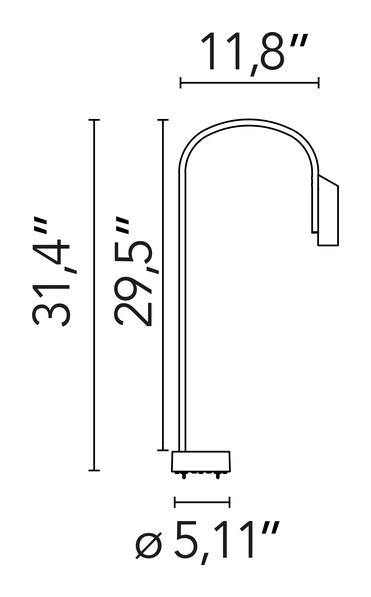 Caule Bollard Light by Flos, size drawing: Caule Bollard 1