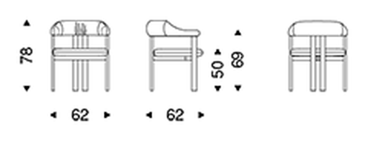 Greta Wood Chair by Cattelan Italia, size drawing