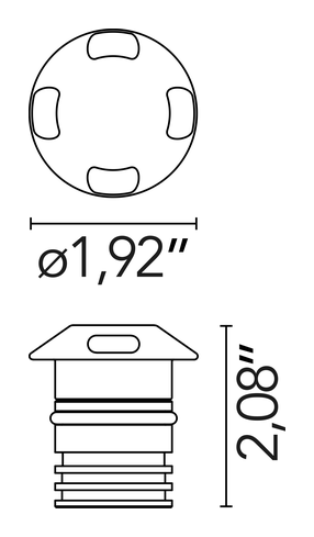 Landlord Ground Ø49 Beam Recessed Light by Flos, size drawing: Landlord Ground Ø49 4 Beam