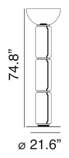 Noctambule Floor Lamp by Flos, size drawing: Noctambule Floor 3 High Cylinder Bowl Big Base