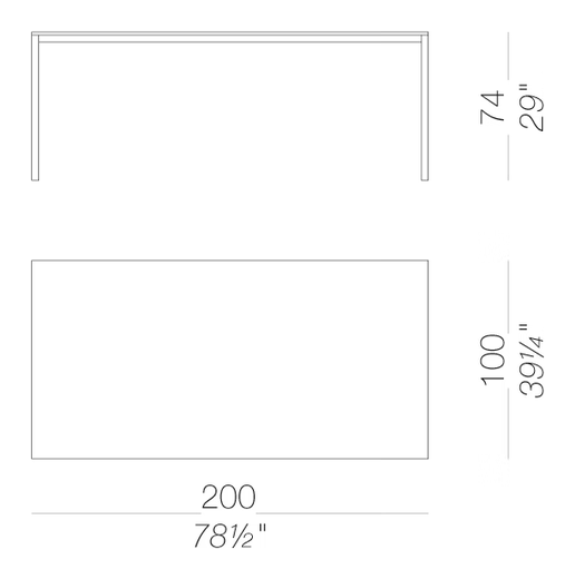 Frame P13 Table by LaPalma, size drawing