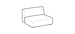 Daily Sofa by Ditre Italia, size drawing: 1-seat central maxi element
