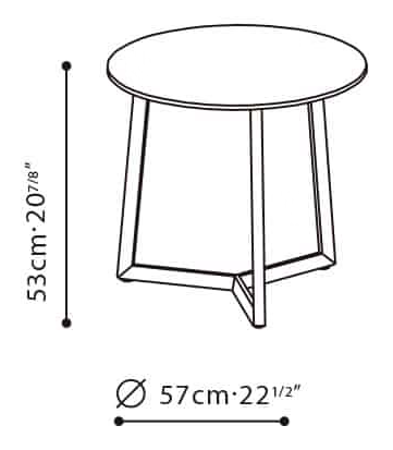 Teri Side Table by Camerich, size drawing: C06F0403