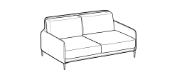 Krisby Sofa by Ditre Italia, size drawing: 2-seat sofa mini