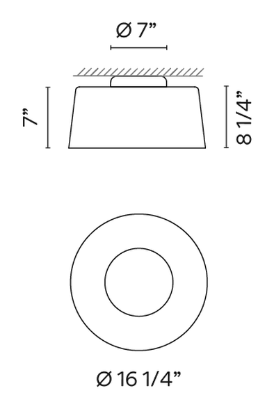 Tube Free Ceiling and Pendant Lamps by Vibia, size drawing: Model 6105