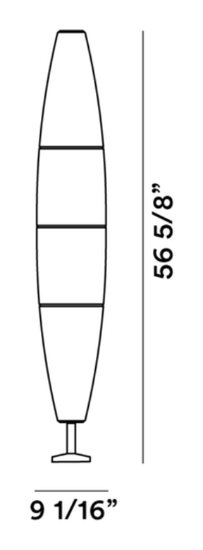 Havana Outdoor Floor Lamp by Foscarini, size drawing: Havana Mono Bassa