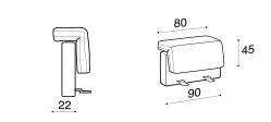Ada Modular Sofa by Ditre Italia, size drawing: Set padded back 90 and low backrest cushion 80