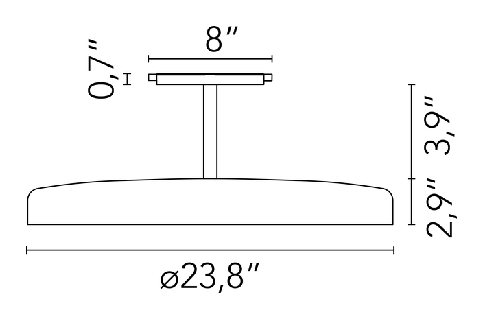Infra-Structure Suspension Panel Ø600 by Flos, size drawing: Suspension Panel 600 Rod 100 mm