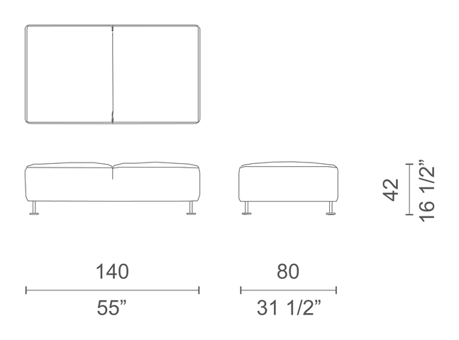 Gambetta Sofa by Cappellini, size drawing: GM_9