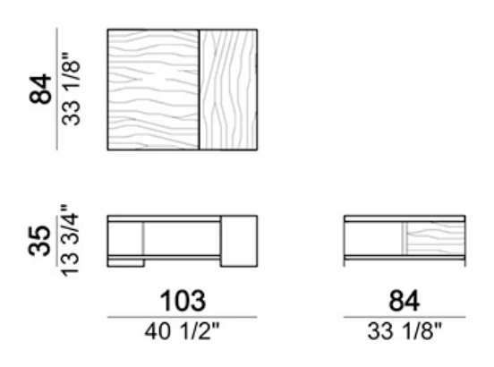 Noth Coffee Table by Arketipo, size drawing 2