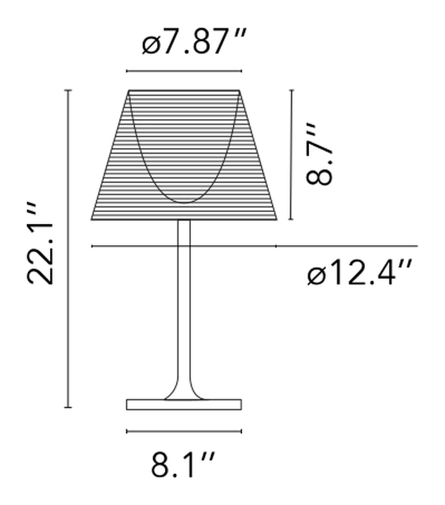 KTribe Table Lamp by Flos, size drawing: KTribe Table 1