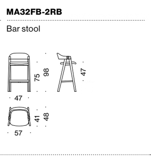 Mathilda Stool by Moroso, size drawing: Bar stool