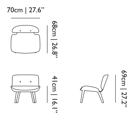 Nut Lounge Chair by Moooi, size drawing