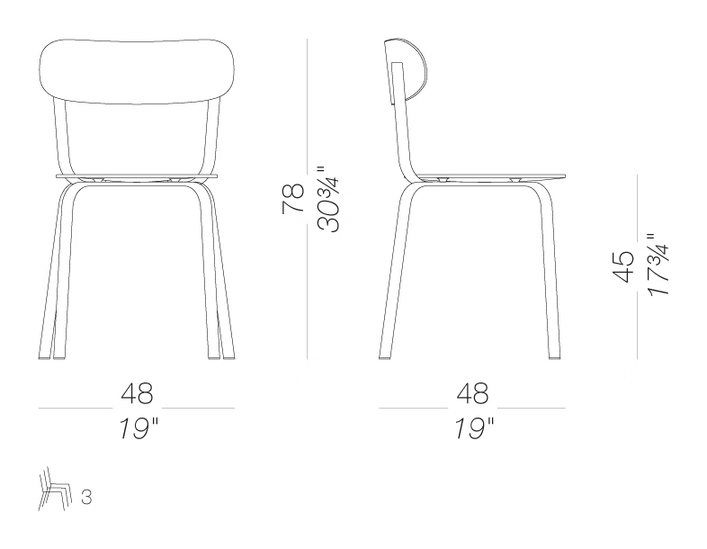 Stil S48 Chair by LaPalma, size drawing