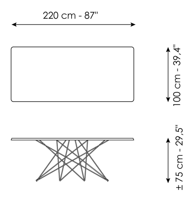 Octa Extendable Dining Table by Bonaldo, size drawing 2